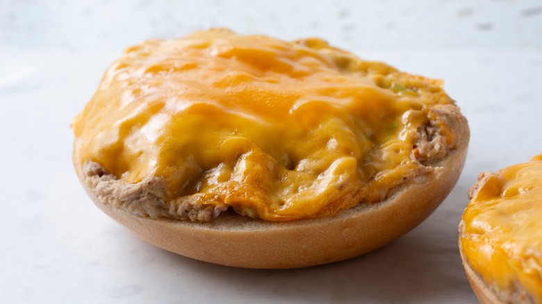 Bagel tuna melt with cheese