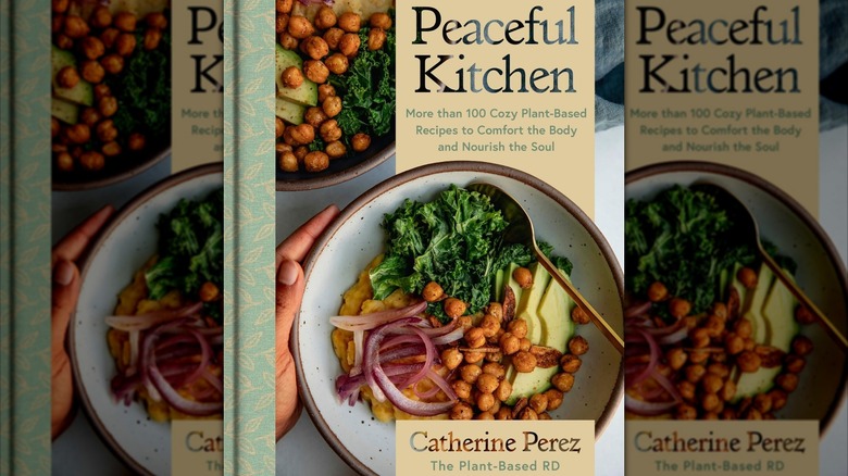 Peaceful Kitchen cookbook cover with veggies