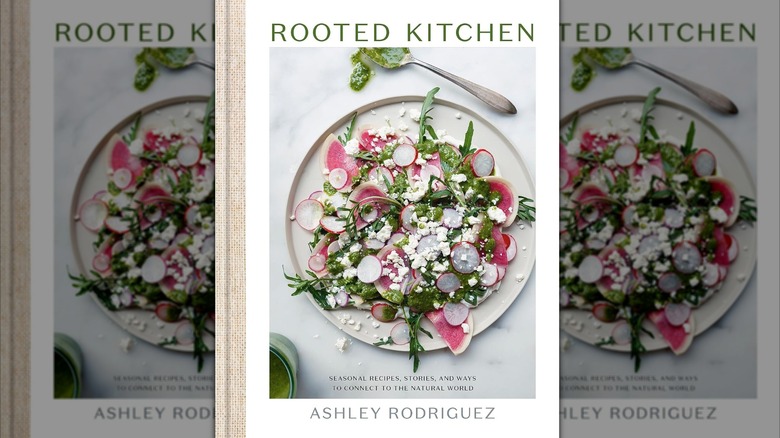 Rooted kitchen cookbook with radishes