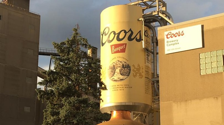 A Coors Brewery beer tower outdoors