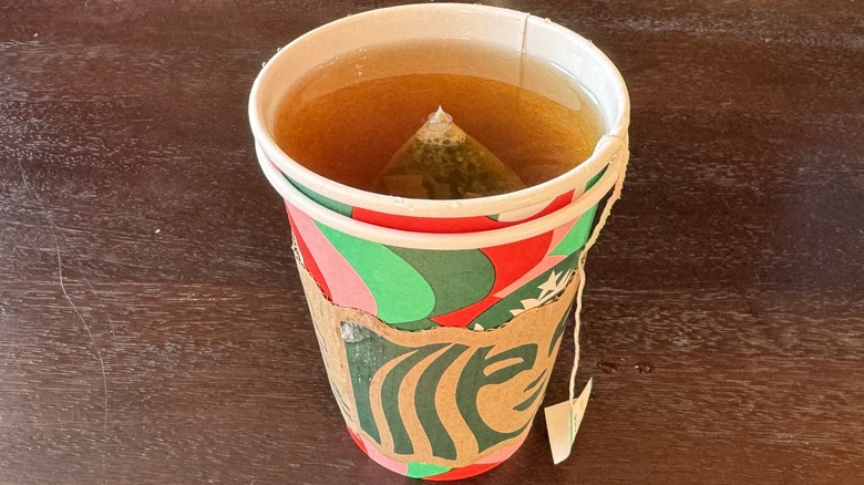 A cup of Starbucks Jade Citrus Mint Brewed Tea