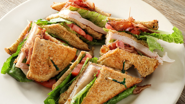 Club sandwich on plate