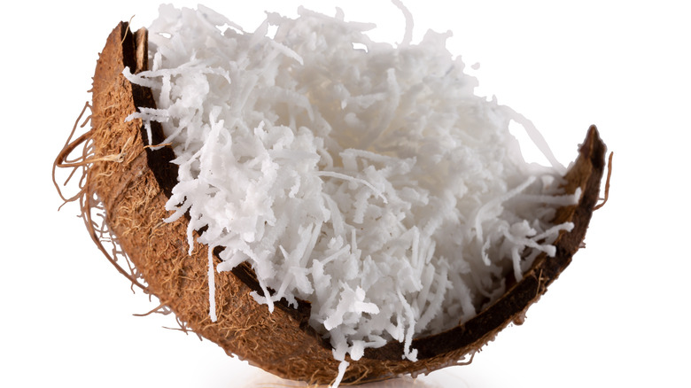 Fresh grated coconut flakes