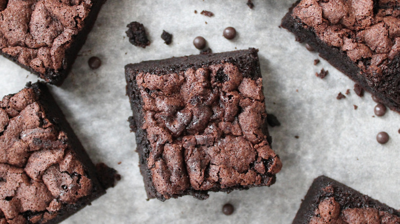 Brownies on a marble counter