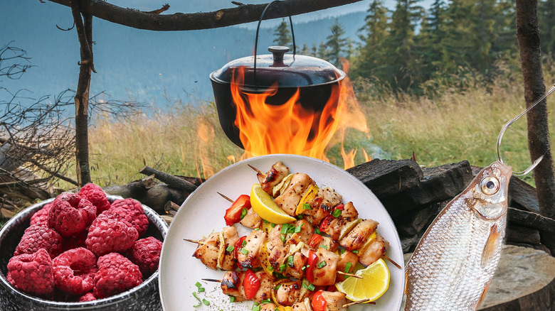 array of camping foods