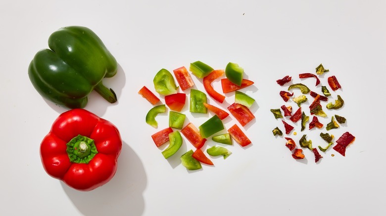 fresh, chopped, dehydrated peppers