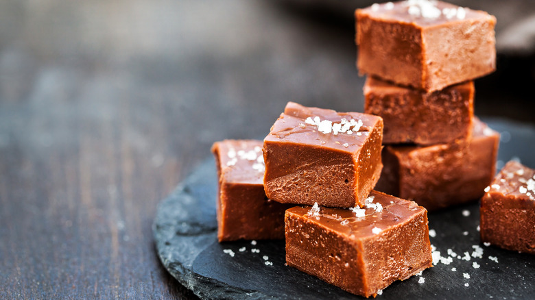 Squares of homemade fudge