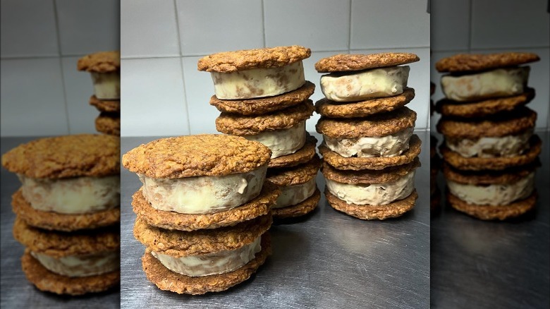 Homemade cookie ice cream sandwiches