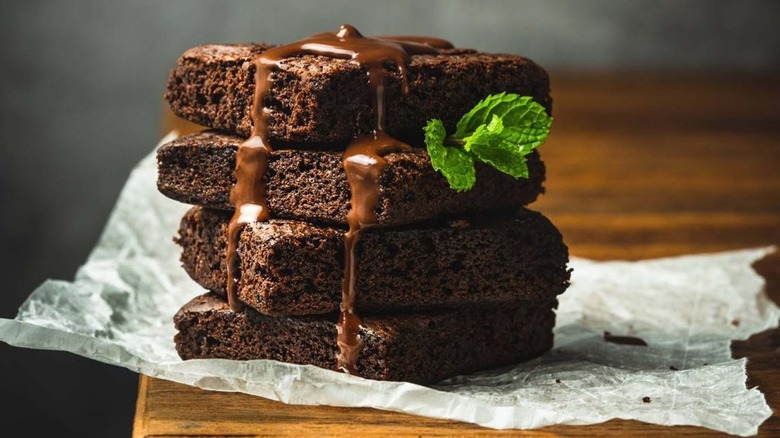 stack of mint brownies