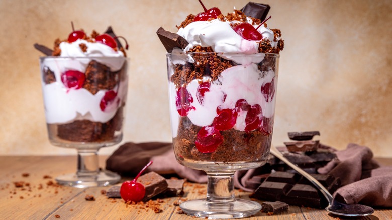 Cherry brownie trifle