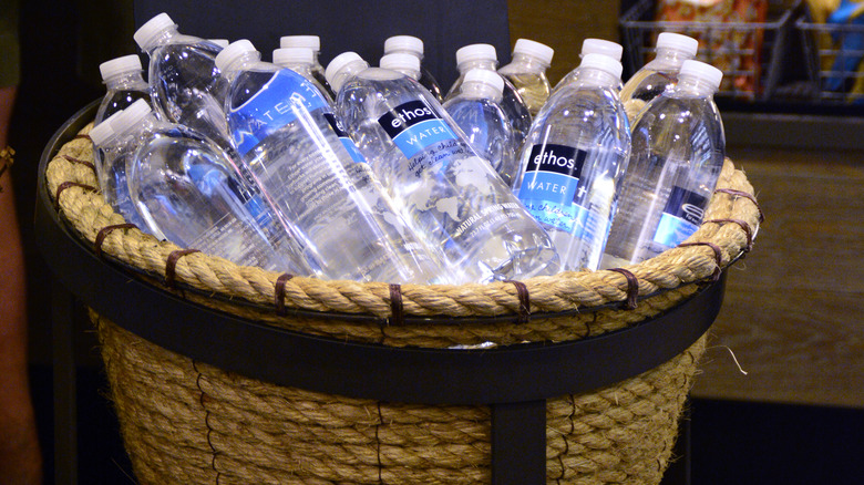 basket of Ethos water bottles
