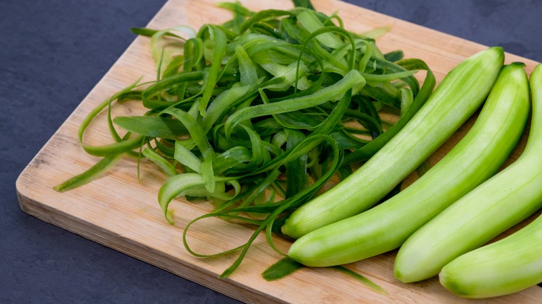 peeled cucumbers and strips