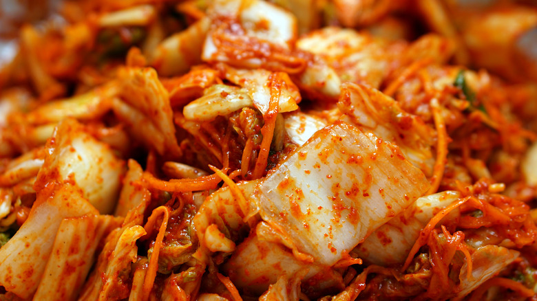 close-up full frame of kimchi