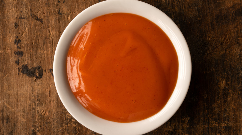 Buffalo sauce in a bowl