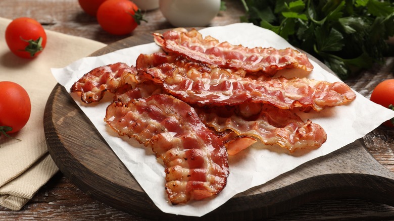 Rashers of crispy bacon