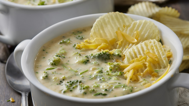 Soup with potato chips