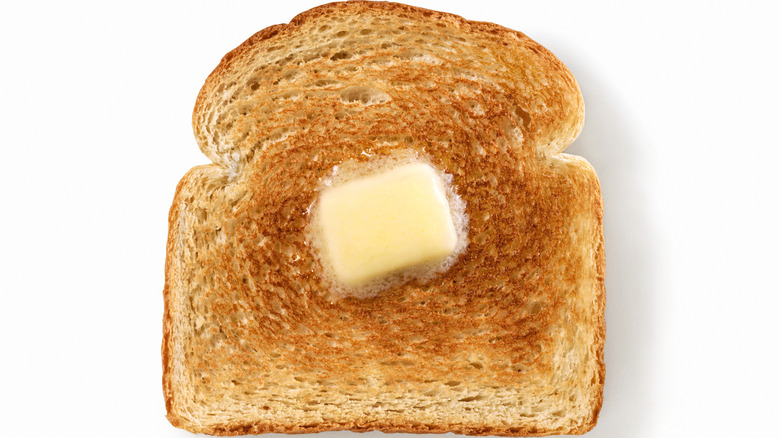melted butter on bread