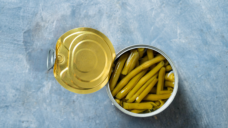 Open can of green beans