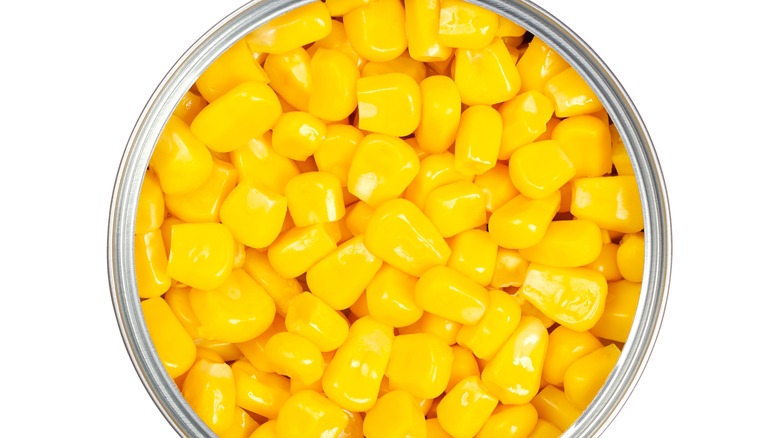 Close up of canned sweetcorn