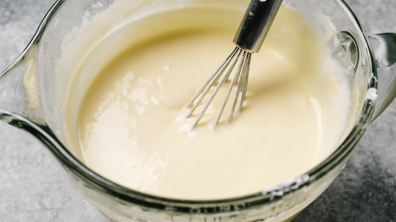 Custard with a whisk