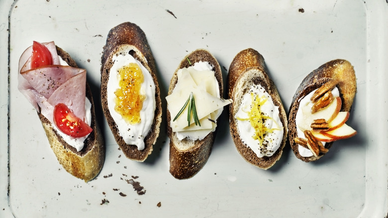 Crostini on a tray