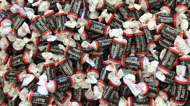 A pile of miniature Tootsie Rolls