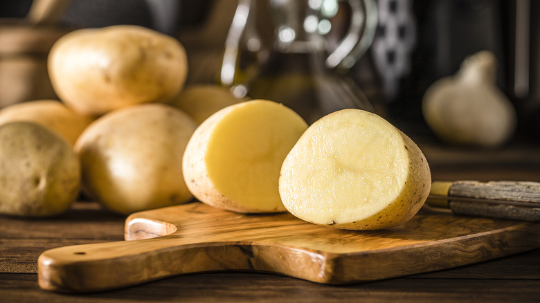 Potato on a cutting board
