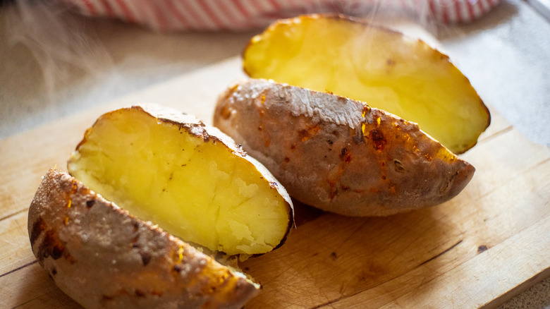 Baked potatoes with steam