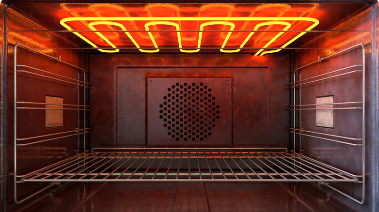 Close-up of a hot oven
