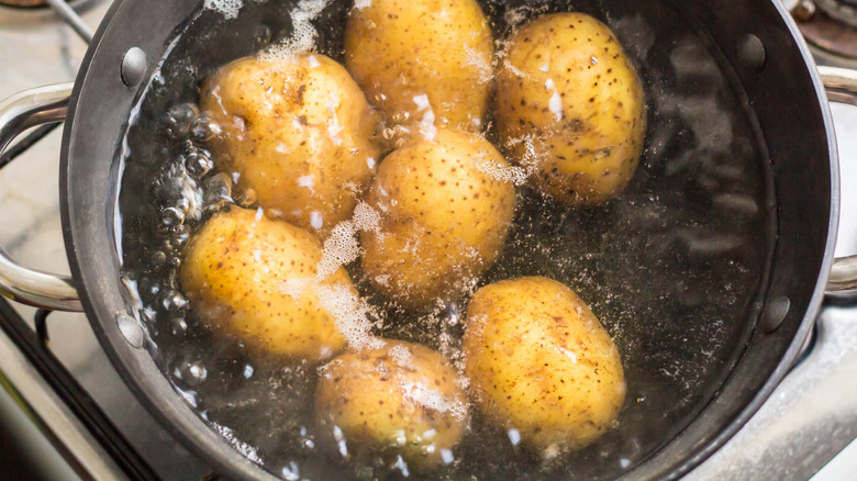 Potatoes boiling on the stove