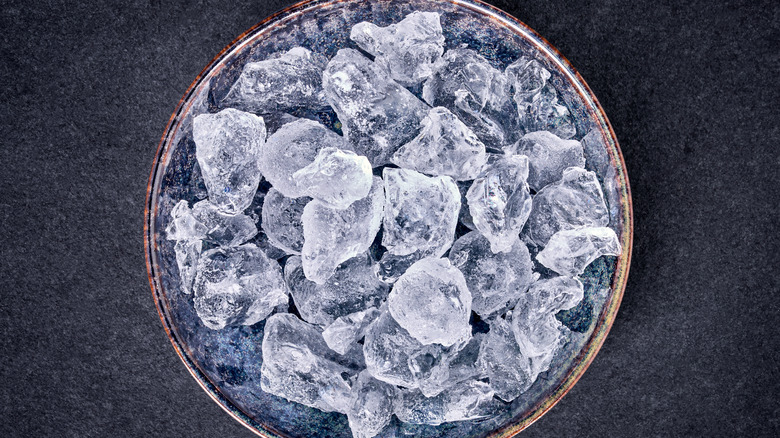 Bowl of ice cubes