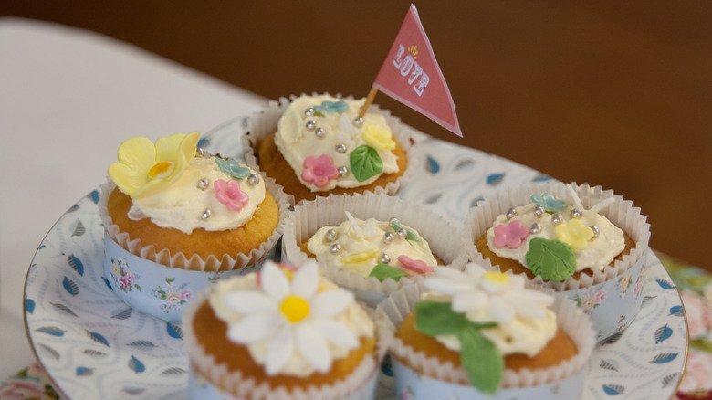 Cupcakes on a chintz plate