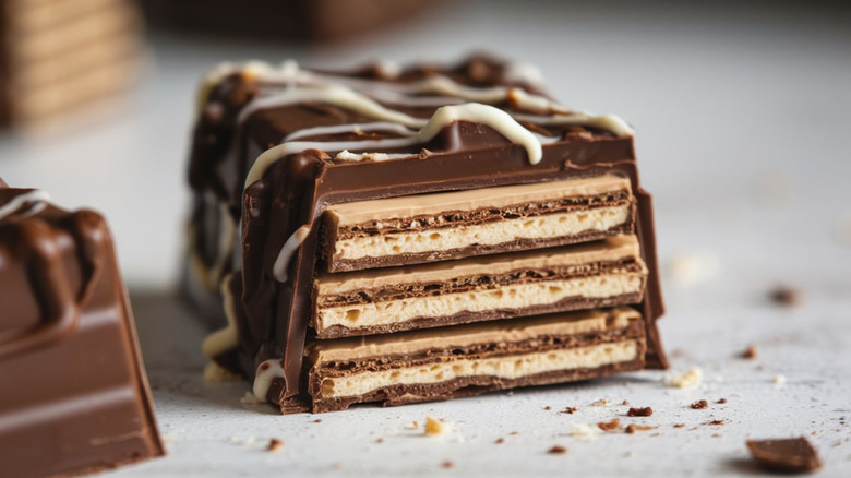 a Coffee Crisp bar split in half