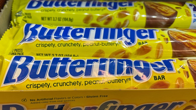 Butterfinger bars in small crate