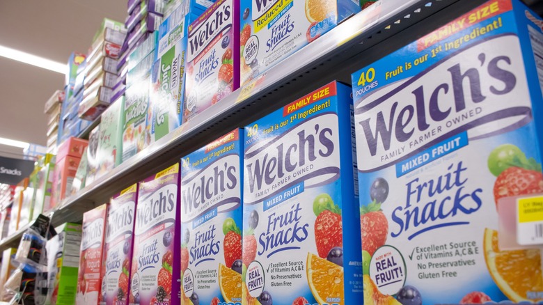 Welch's fruit snacks on shelf