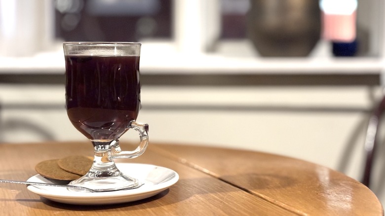 traditional Icelandic mulled wine in tall glass