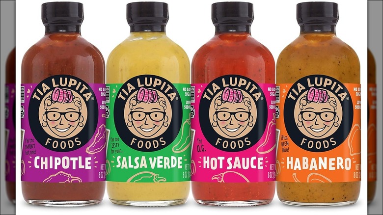 Bottles of Tia Lupita hot sauce