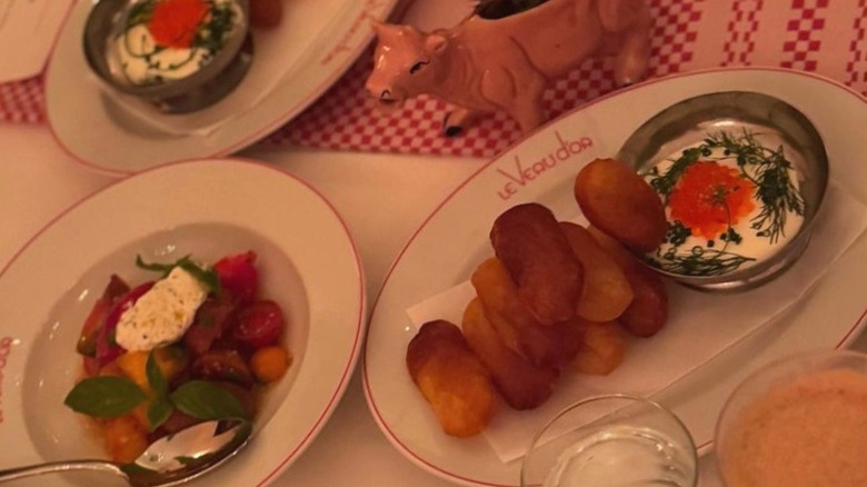 Table of appetizers at Le Veau d'Or