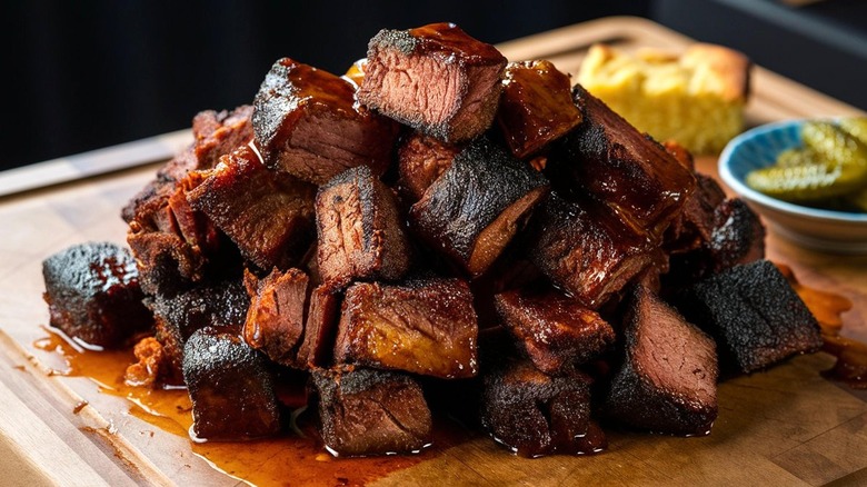 Stack of beef burnt ends