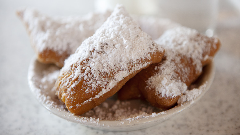 Beignets with powdered sugar