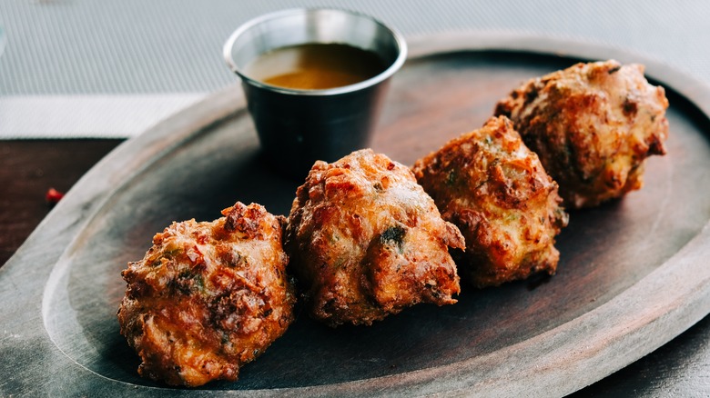 Plate of conch fritters