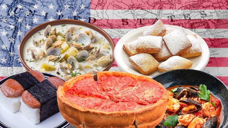 Regional dishes and American flag