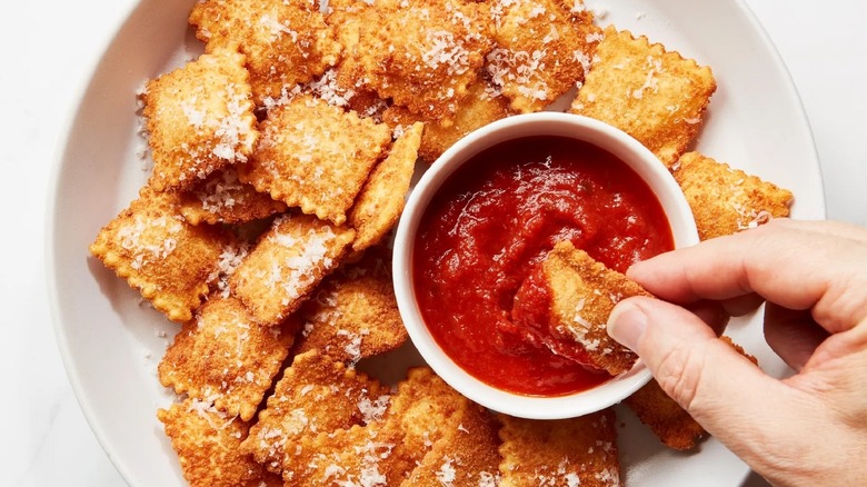 Plate of toasted ravioli