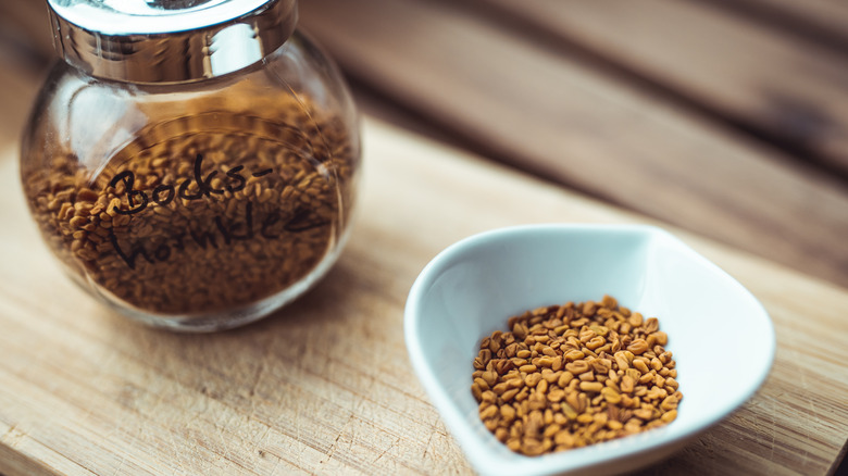 Fenugreek in white ceramic bowl