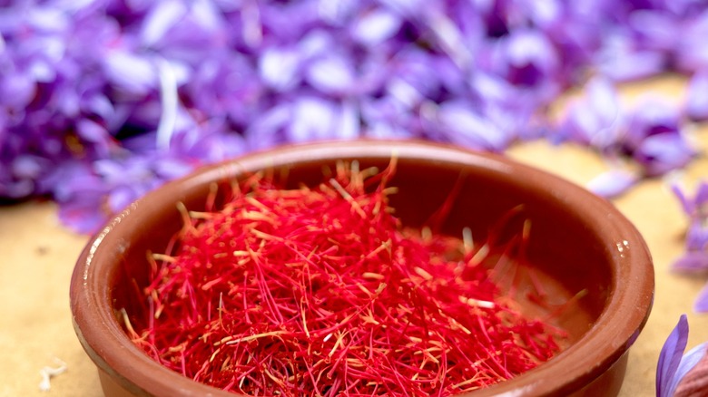 saffron threads in bowl