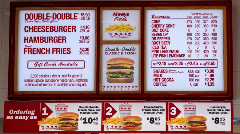 In-N-Out menu board