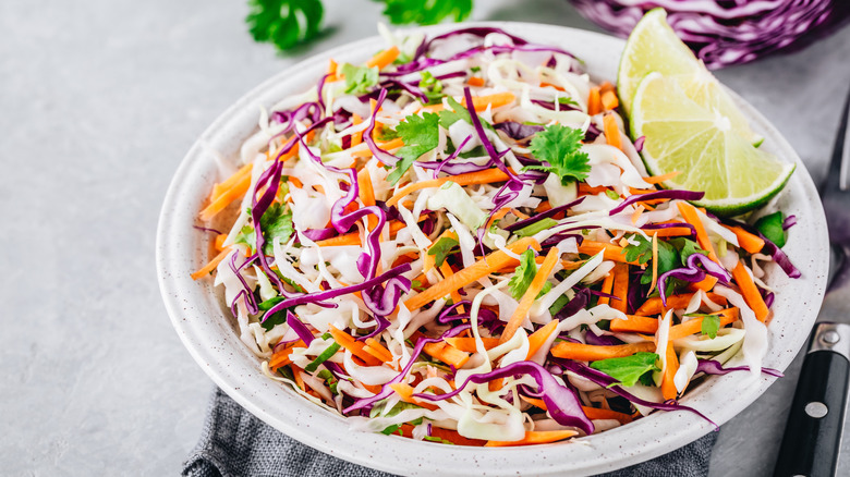 Bowl of cilantro lime coleslaw