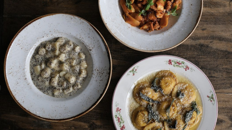 three pasta dishes