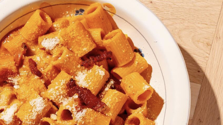 amatriciana on white plate