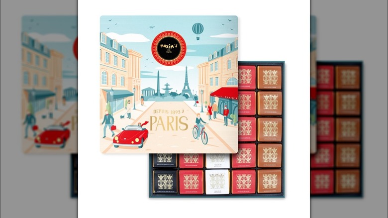 A box of Maxim's de Paris chocolates
